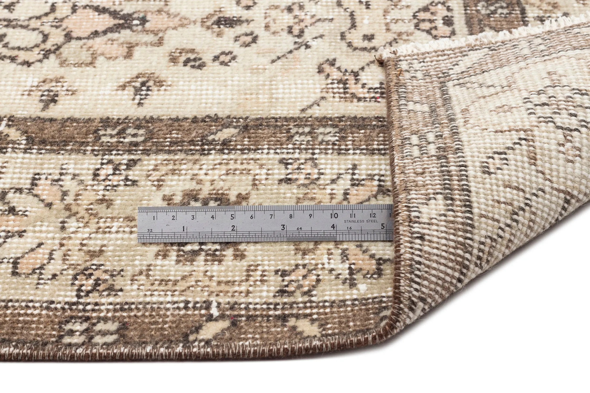Retro Design Beige Over Dyed Vintage Rug 5'9'' x 9'1'' ft 174 x 278 cm