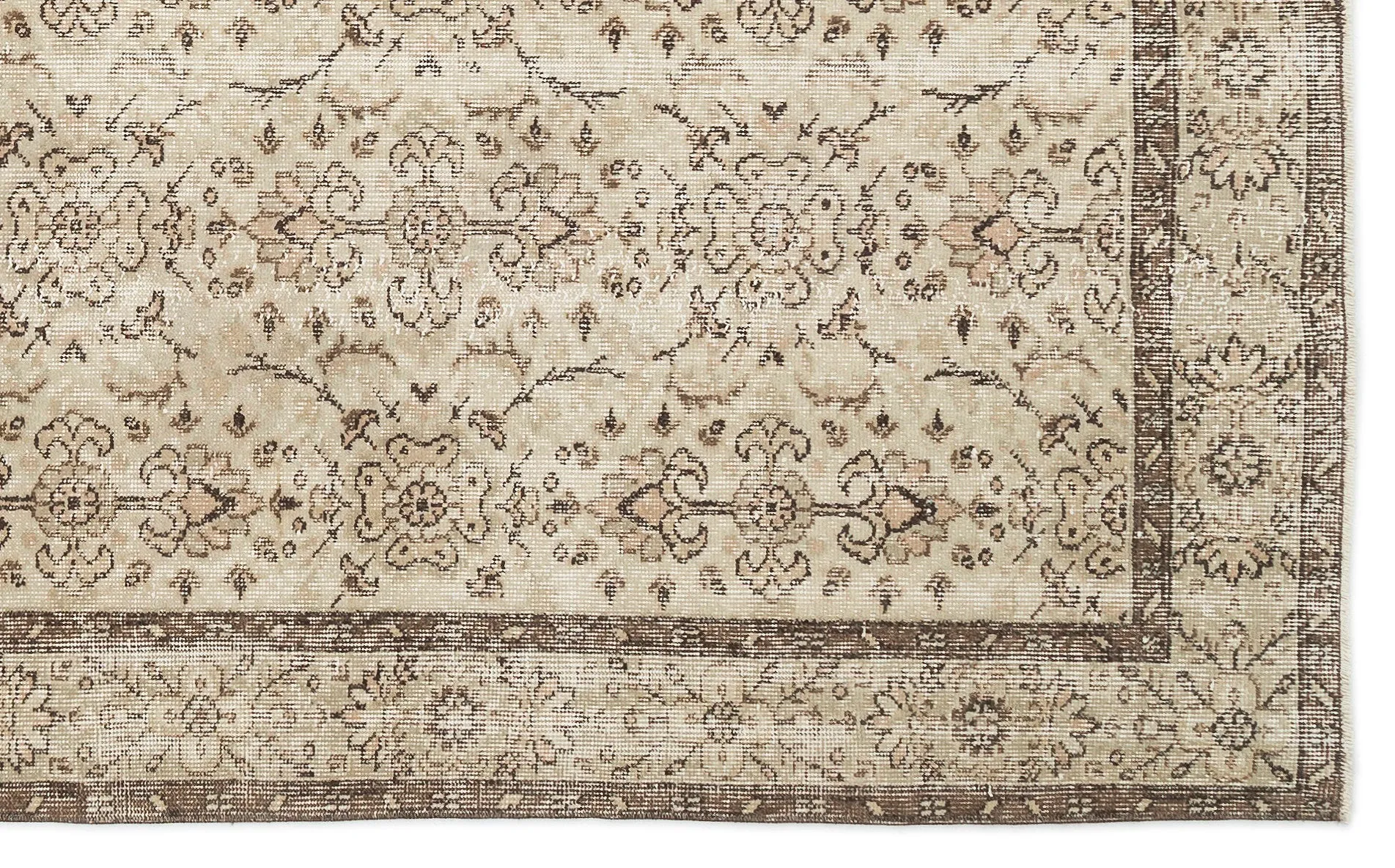 Retro Design Beige Over Dyed Vintage Rug 5'9'' x 9'1'' ft 174 x 278 cm