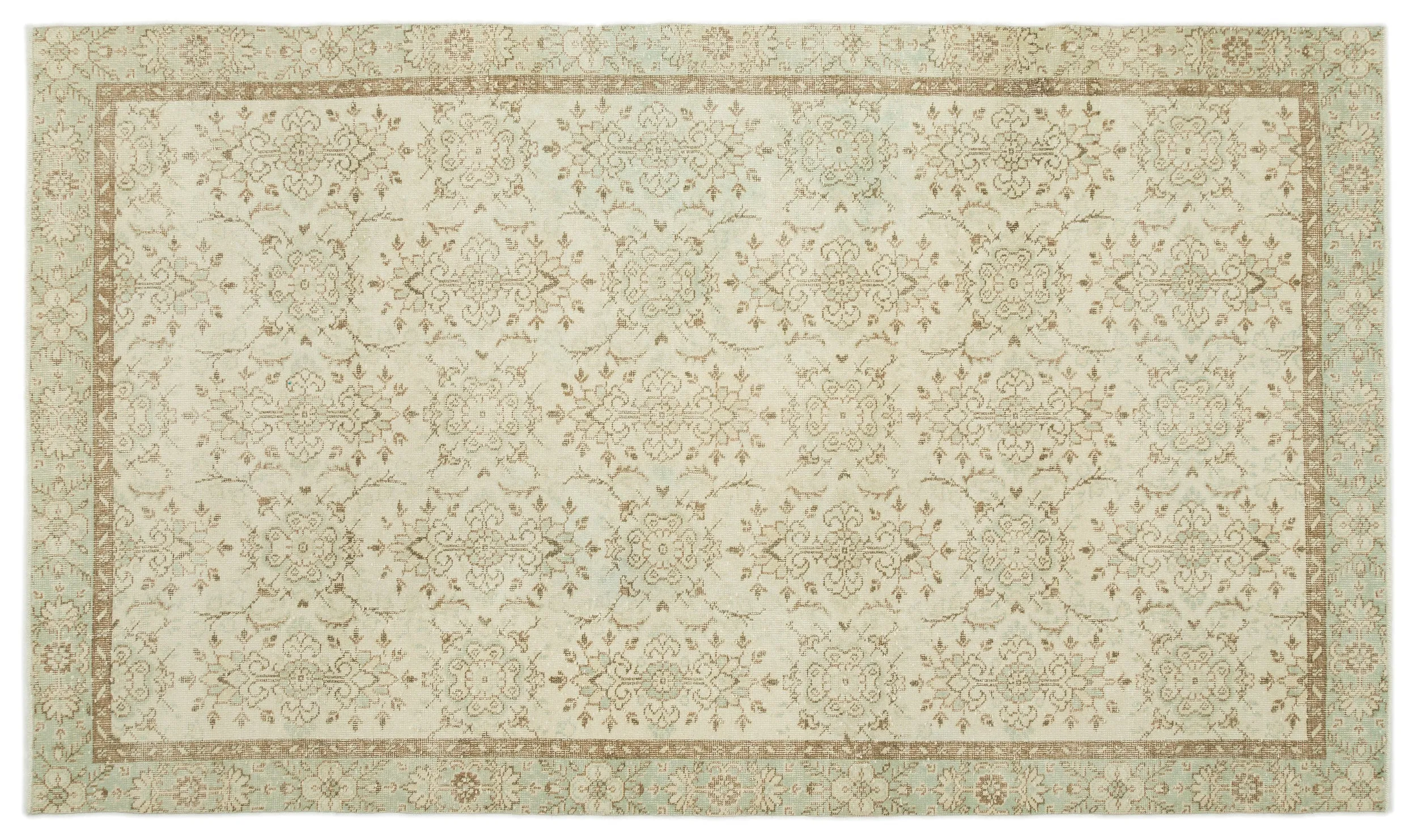 Retro Design Beige Over Dyed Vintage Rug 5'9'' x 9'11'' ft 176 x 301 cm