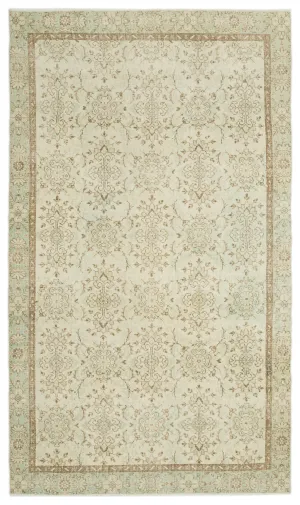 Retro Design Beige Over Dyed Vintage Rug 5'9'' x 9'11'' ft 176 x 301 cm