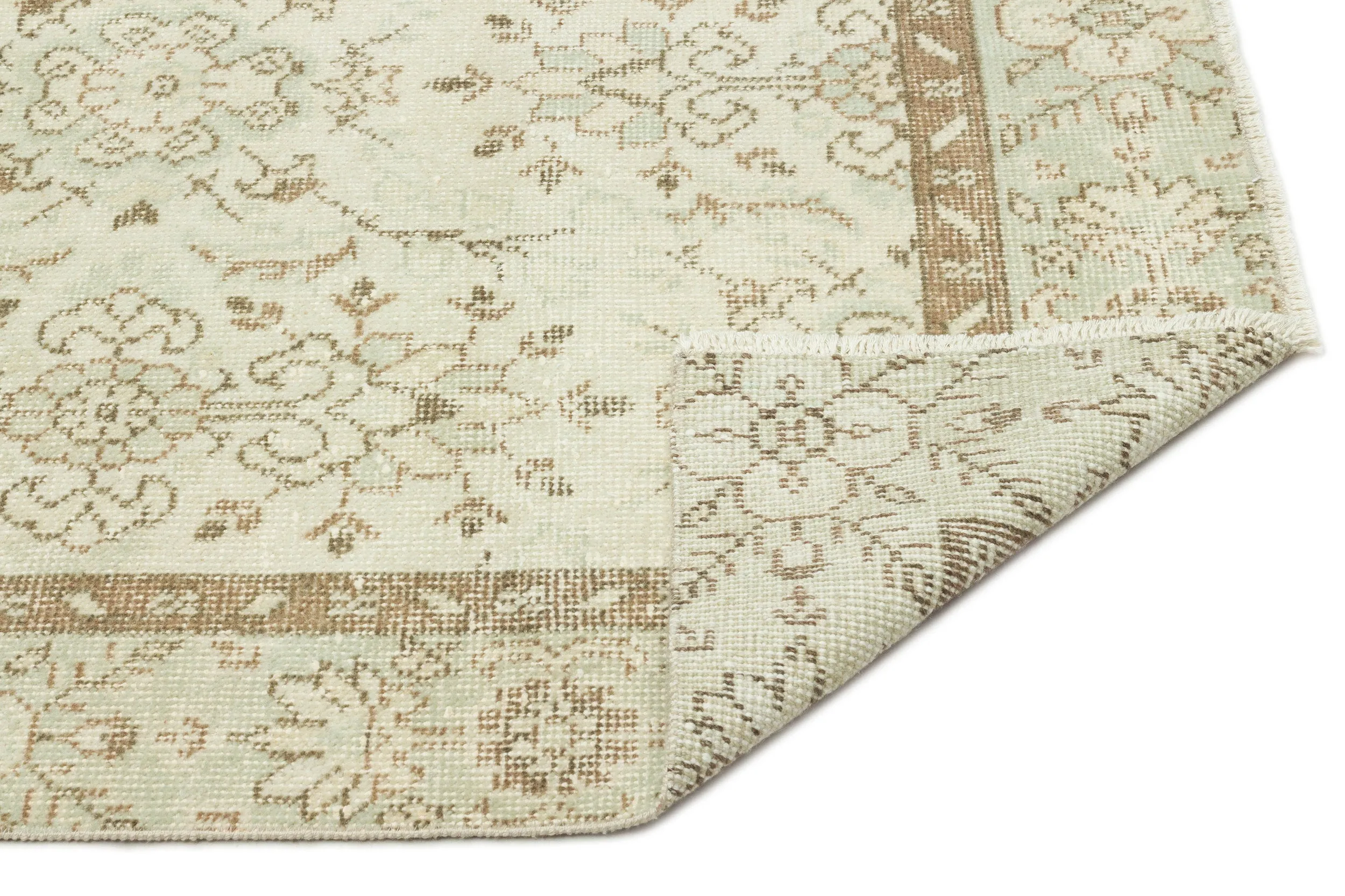 Retro Design Beige Over Dyed Vintage Rug 5'9'' x 9'11'' ft 176 x 301 cm
