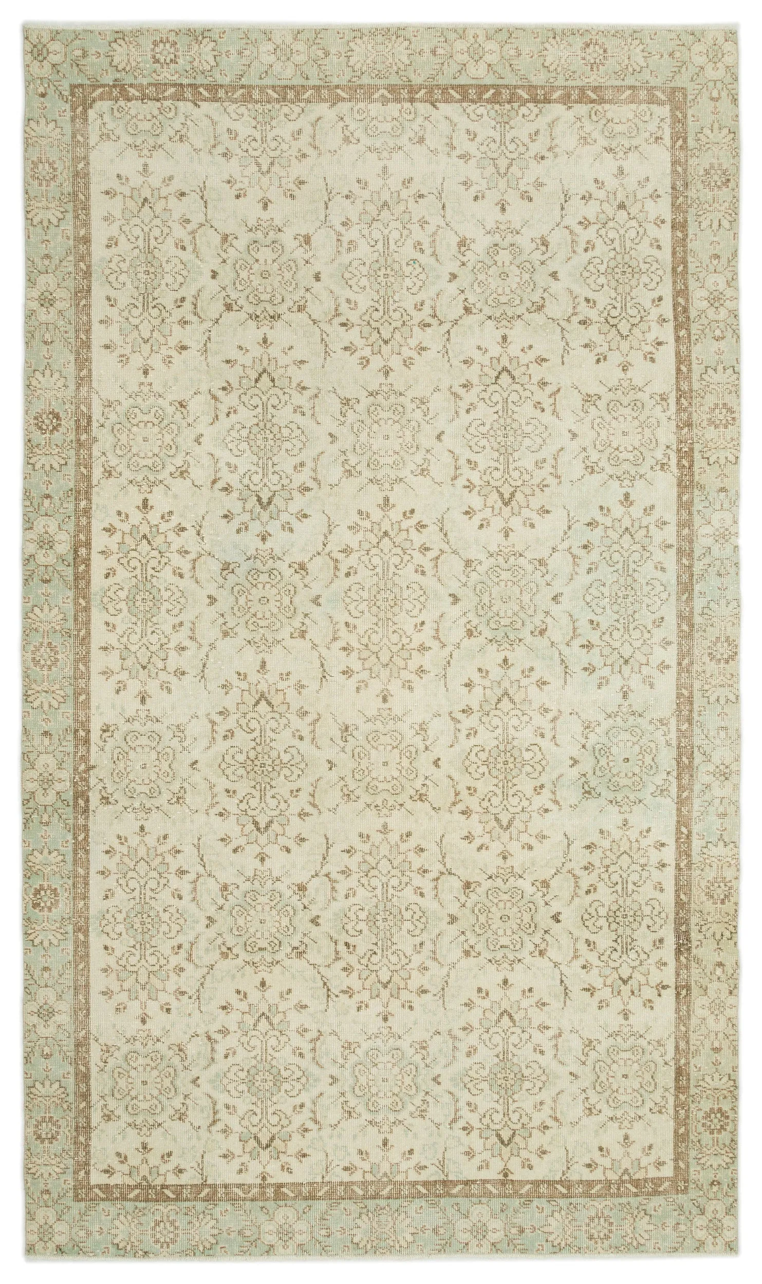 Retro Design Beige Over Dyed Vintage Rug 5'9'' x 9'11'' ft 176 x 301 cm