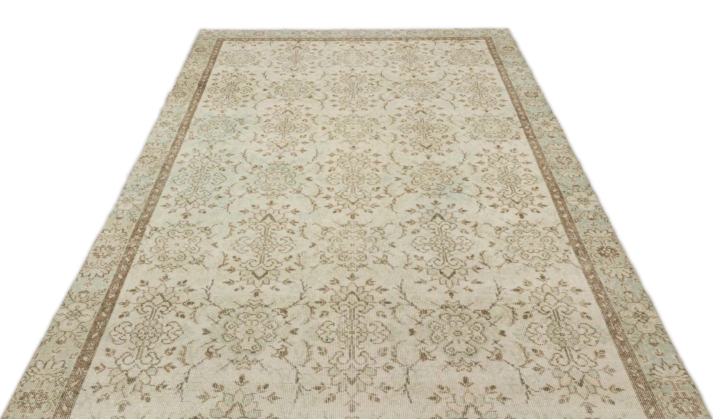 Retro Design Beige Over Dyed Vintage Rug 5'9'' x 9'11'' ft 176 x 301 cm