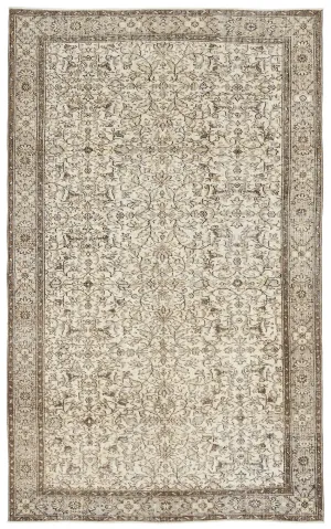 Retro Design Beige Over Dyed Vintage Rug 5'9'' x 9'3'' ft 175 x 283 cm