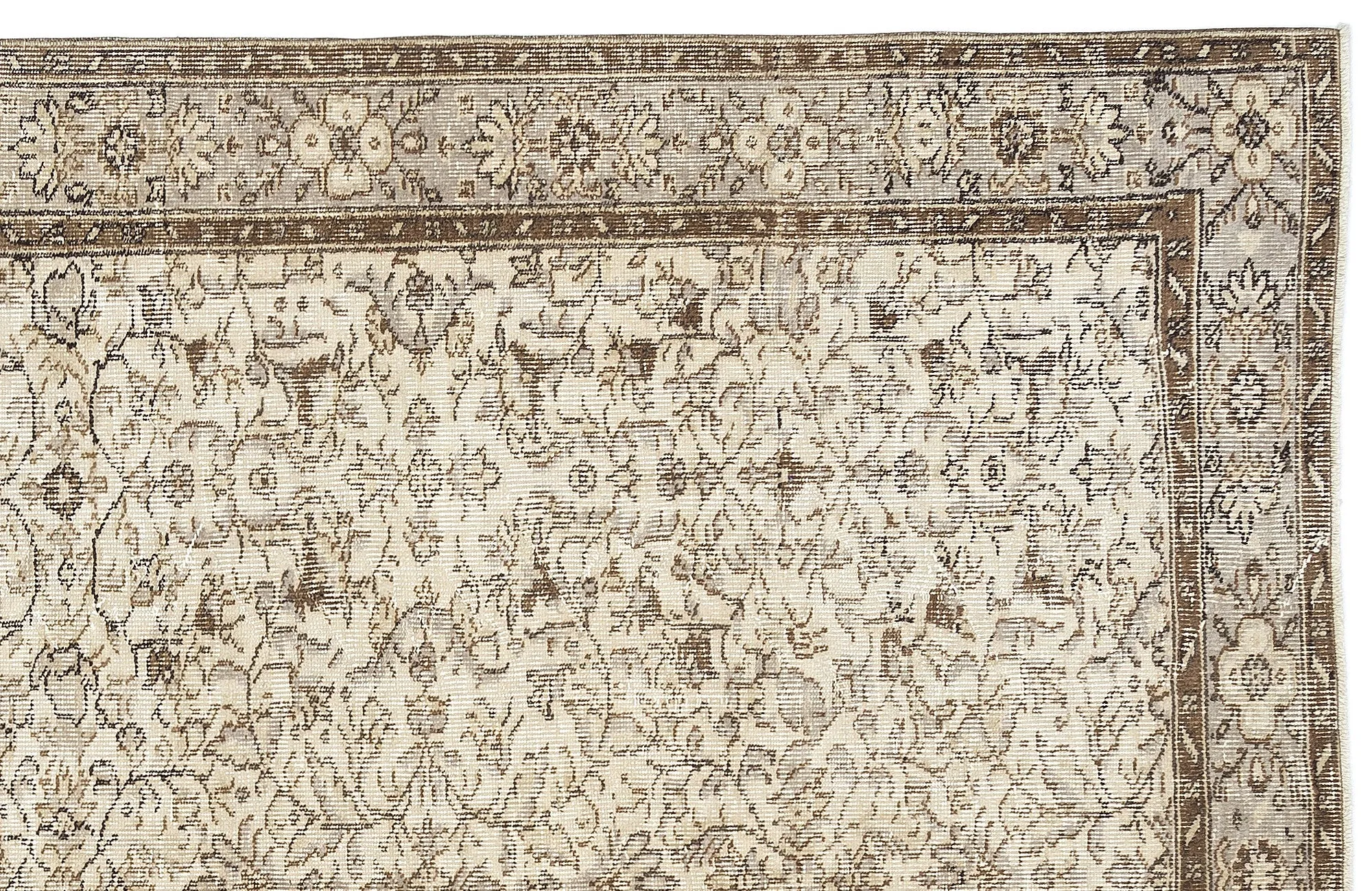 Retro Design Beige Over Dyed Vintage Rug 5'9'' x 9'3'' ft 175 x 283 cm