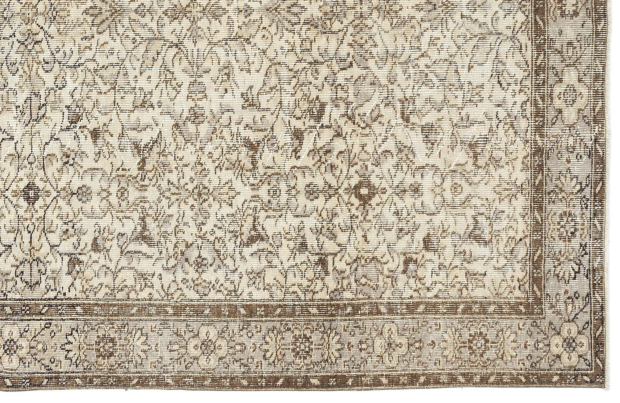 Retro Design Beige Over Dyed Vintage Rug 5'9'' x 9'3'' ft 175 x 283 cm