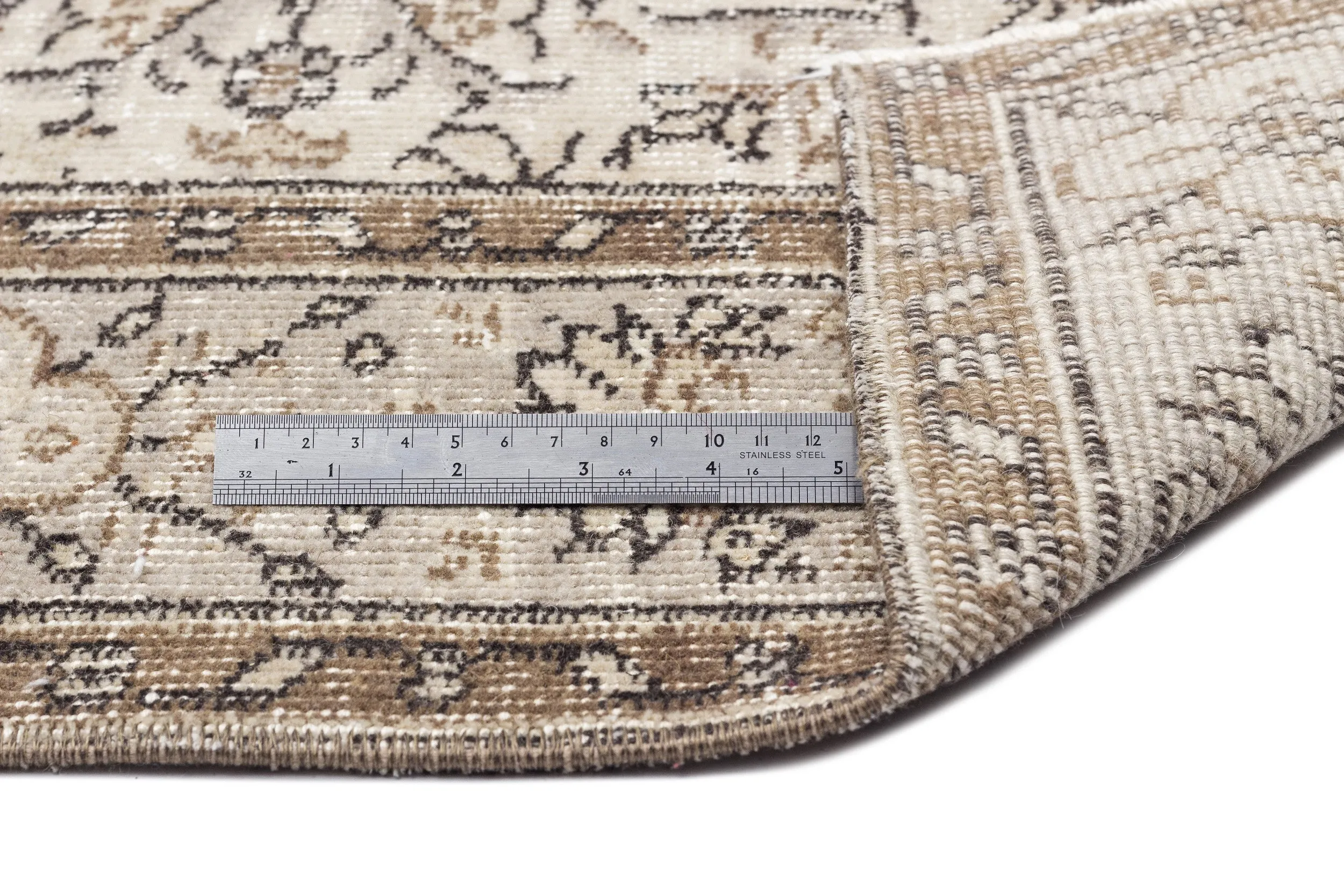 Retro Design Beige Over Dyed Vintage Rug 5'9'' x 9'3'' ft 175 x 283 cm