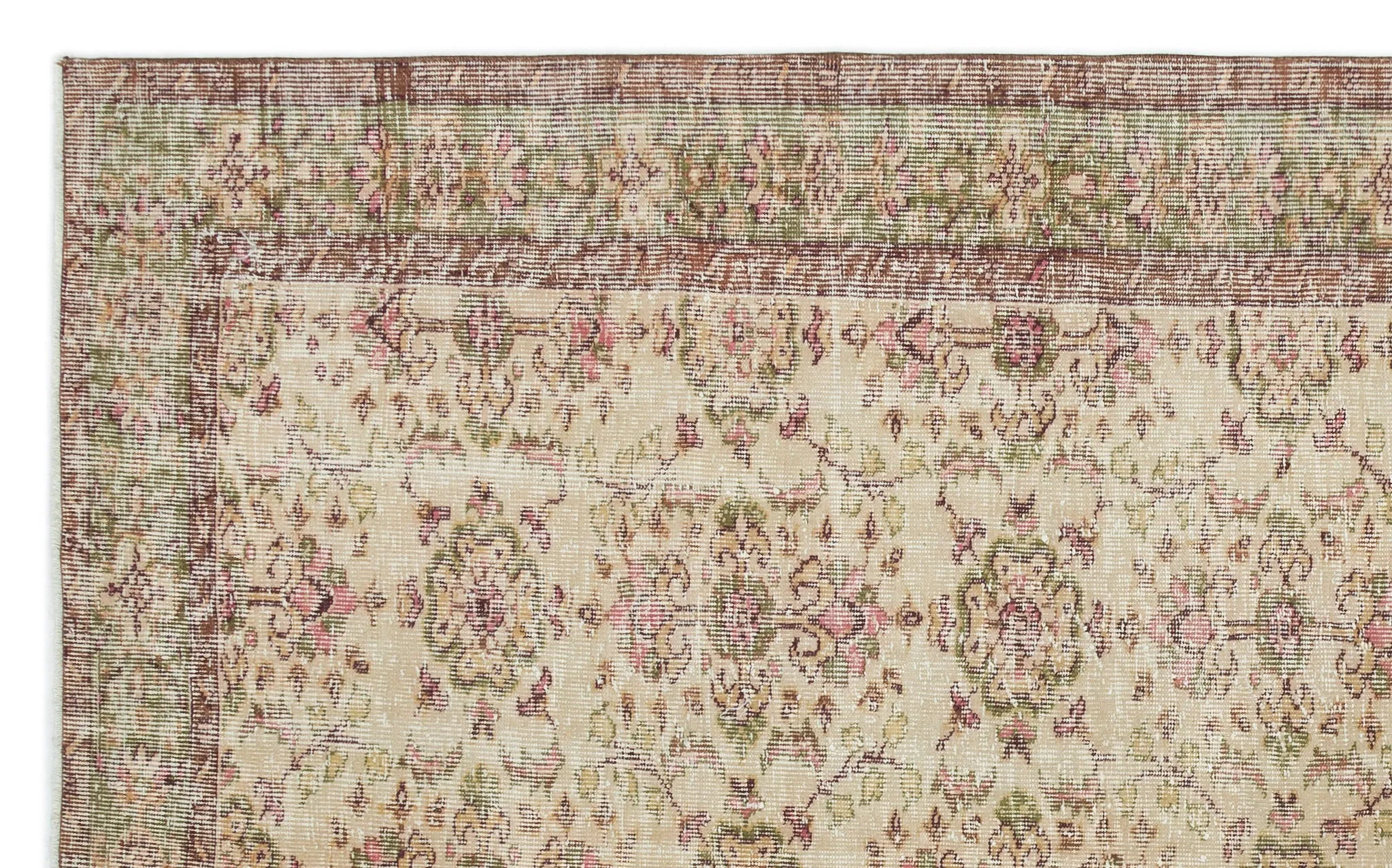 Retro Design Beige Over Dyed Vintage Rug 5'9'' x 9'7'' ft 175 x 292 cm