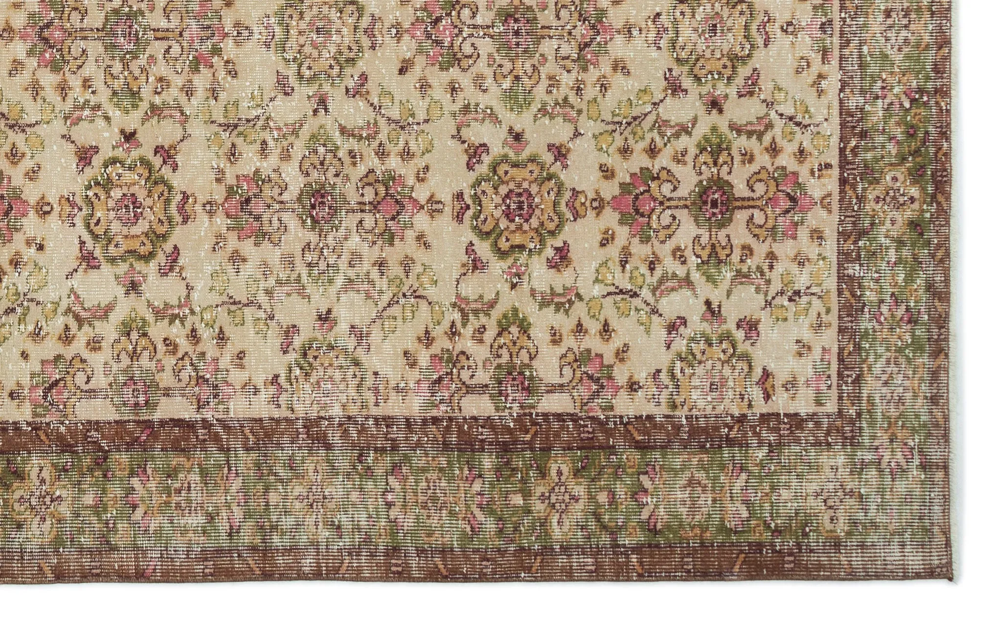 Retro Design Beige Over Dyed Vintage Rug 5'9'' x 9'7'' ft 175 x 292 cm