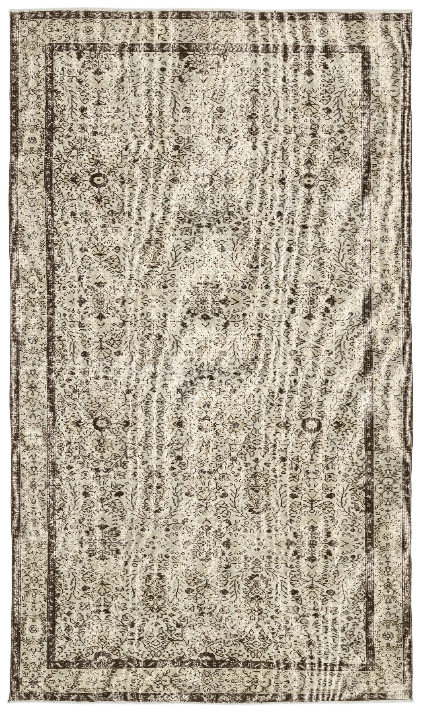 Retro Design Beige Over Dyed Vintage Rug 5'9'' x 9'9'' ft 175 x 296 cm