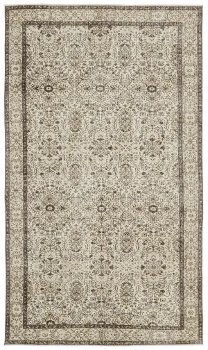 Retro Design Beige Over Dyed Vintage Rug 5'9'' x 9'9'' ft 175 x 296 cm
