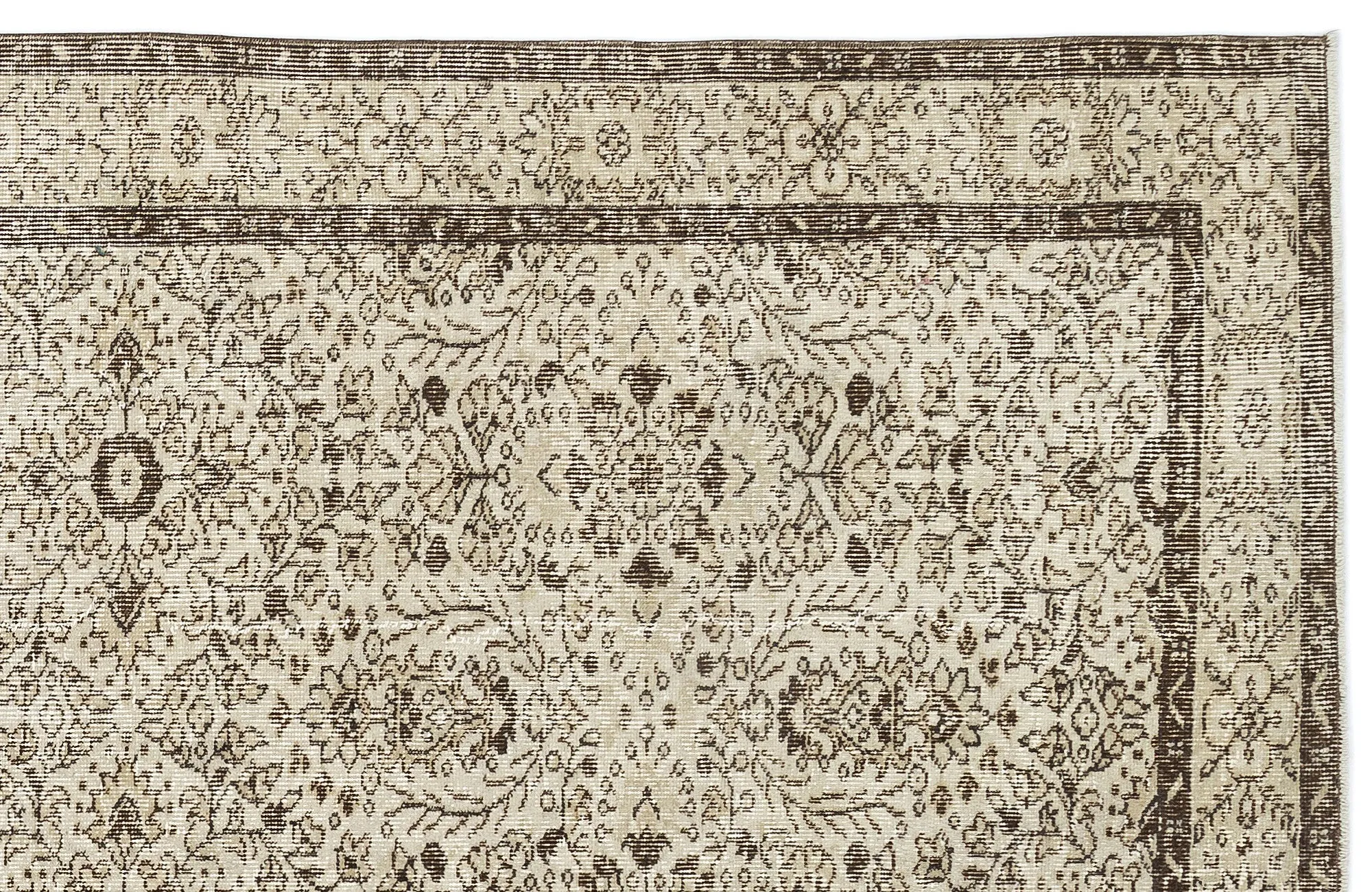 Retro Design Beige Over Dyed Vintage Rug 5'9'' x 9'9'' ft 175 x 296 cm