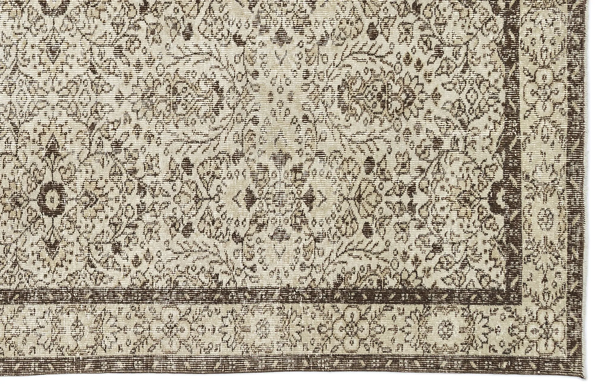 Retro Design Beige Over Dyed Vintage Rug 5'9'' x 9'9'' ft 175 x 296 cm
