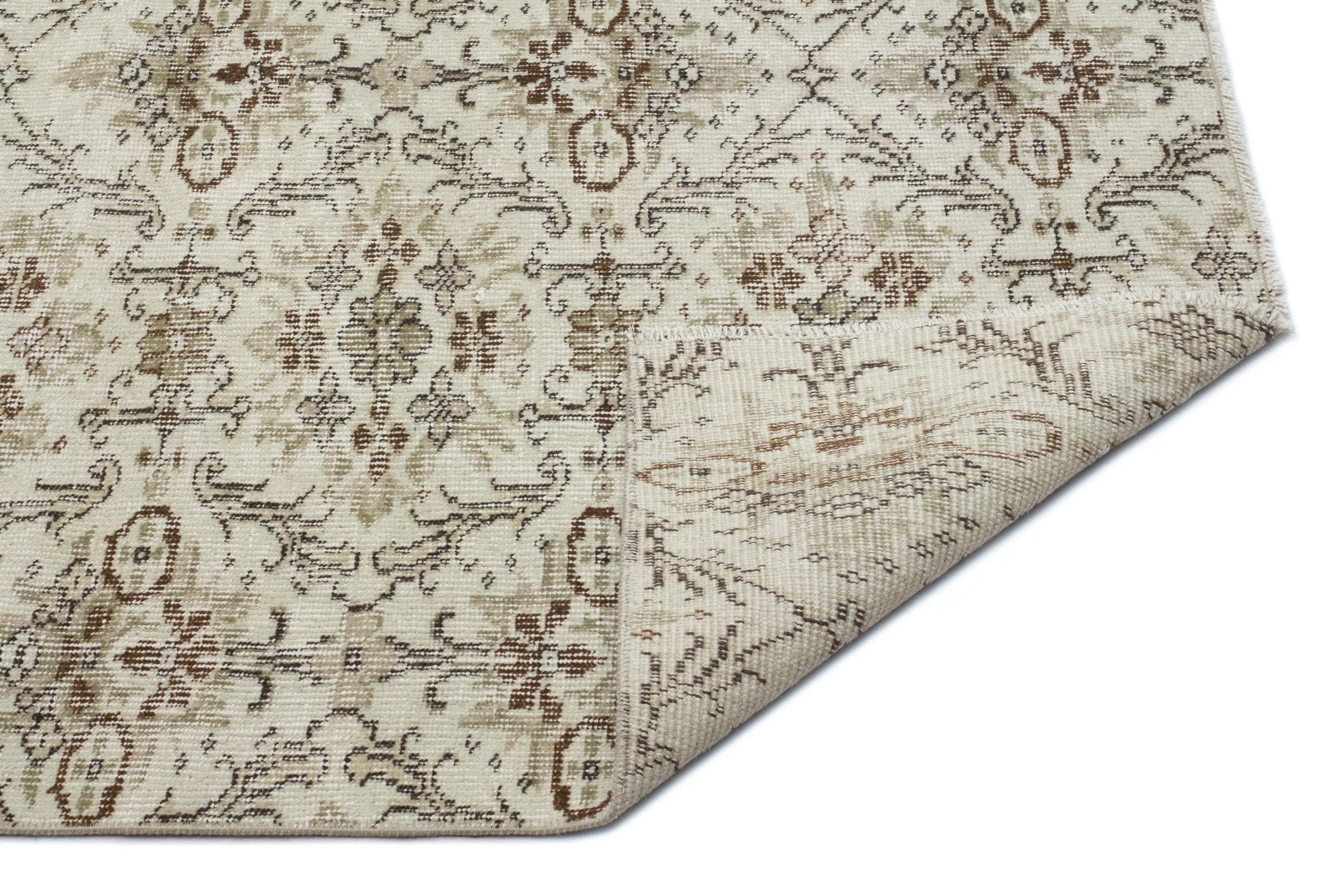 Retro Design Beige Over Dyed Vintage Rug 6'1'' x 9'3'' ft 186 x 281 cm