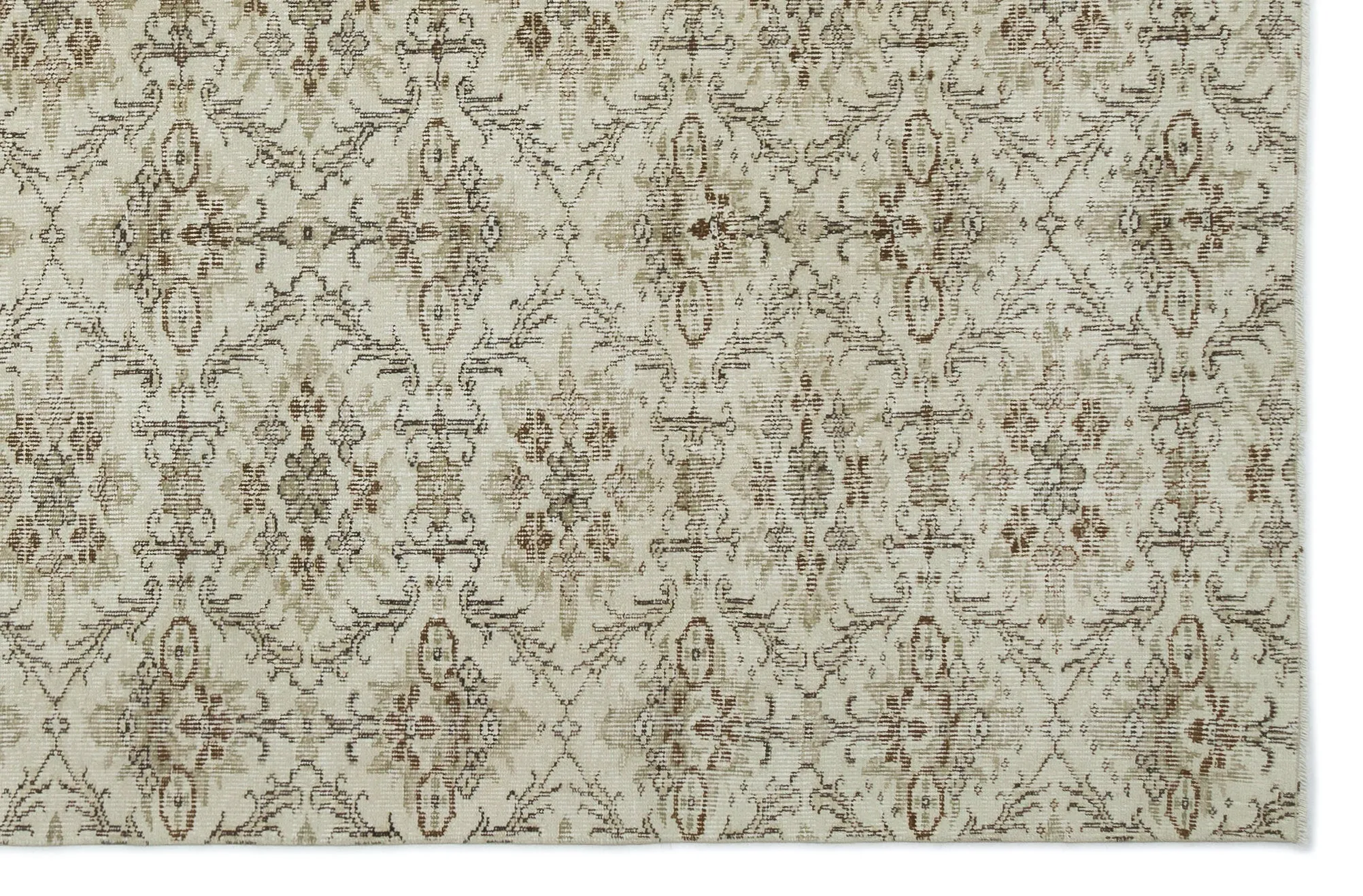Retro Design Beige Over Dyed Vintage Rug 6'1'' x 9'3'' ft 186 x 281 cm