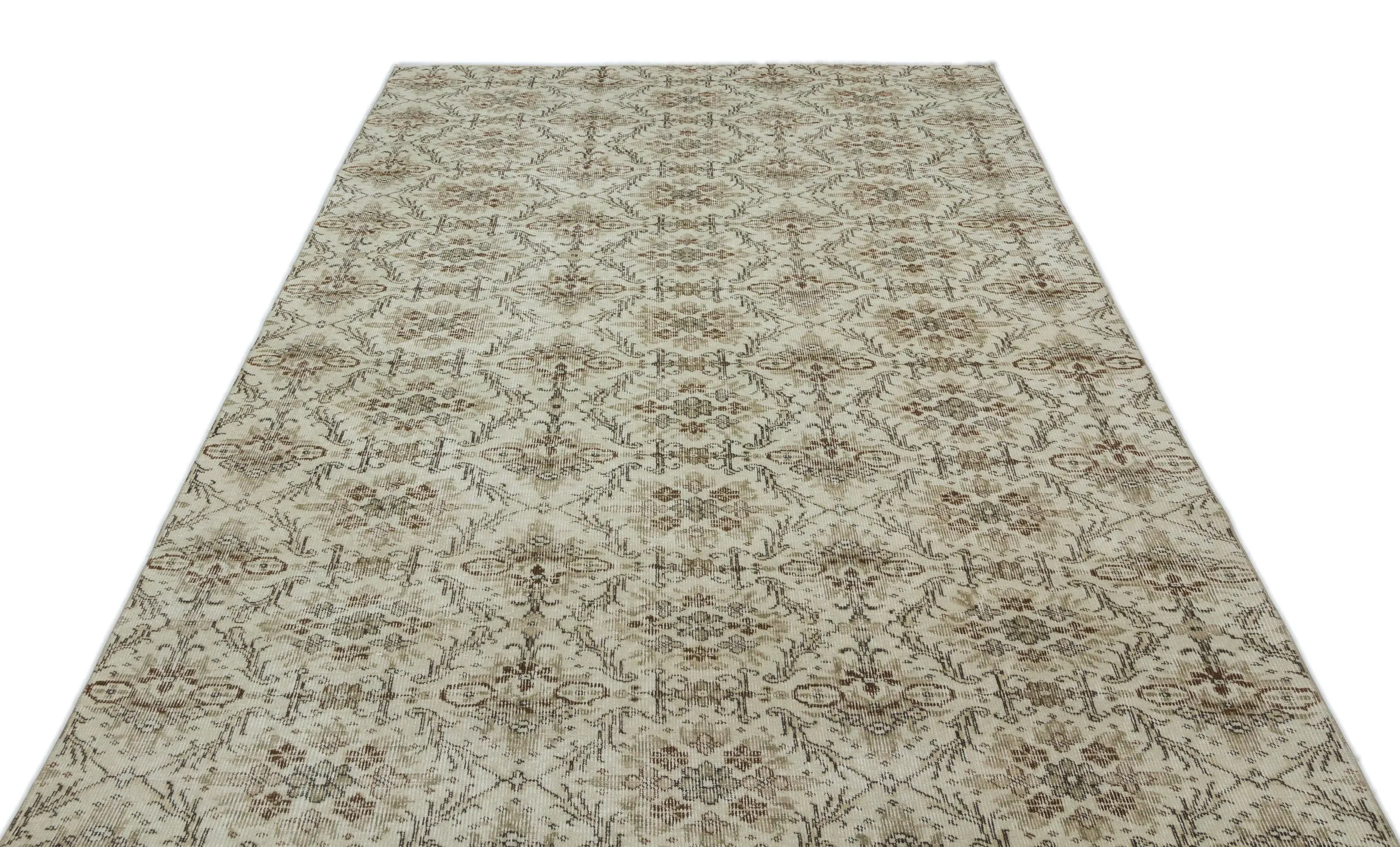 Retro Design Beige Over Dyed Vintage Rug 6'1'' x 9'3'' ft 186 x 281 cm