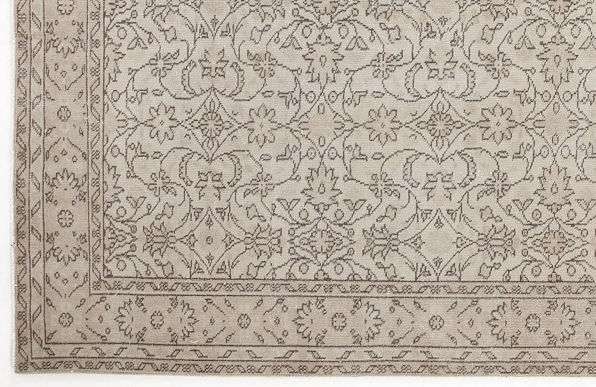 Retro Design Beige Over Dyed Vintage Rug 6'1'' x 9'3'' ft 186 x 282 cm