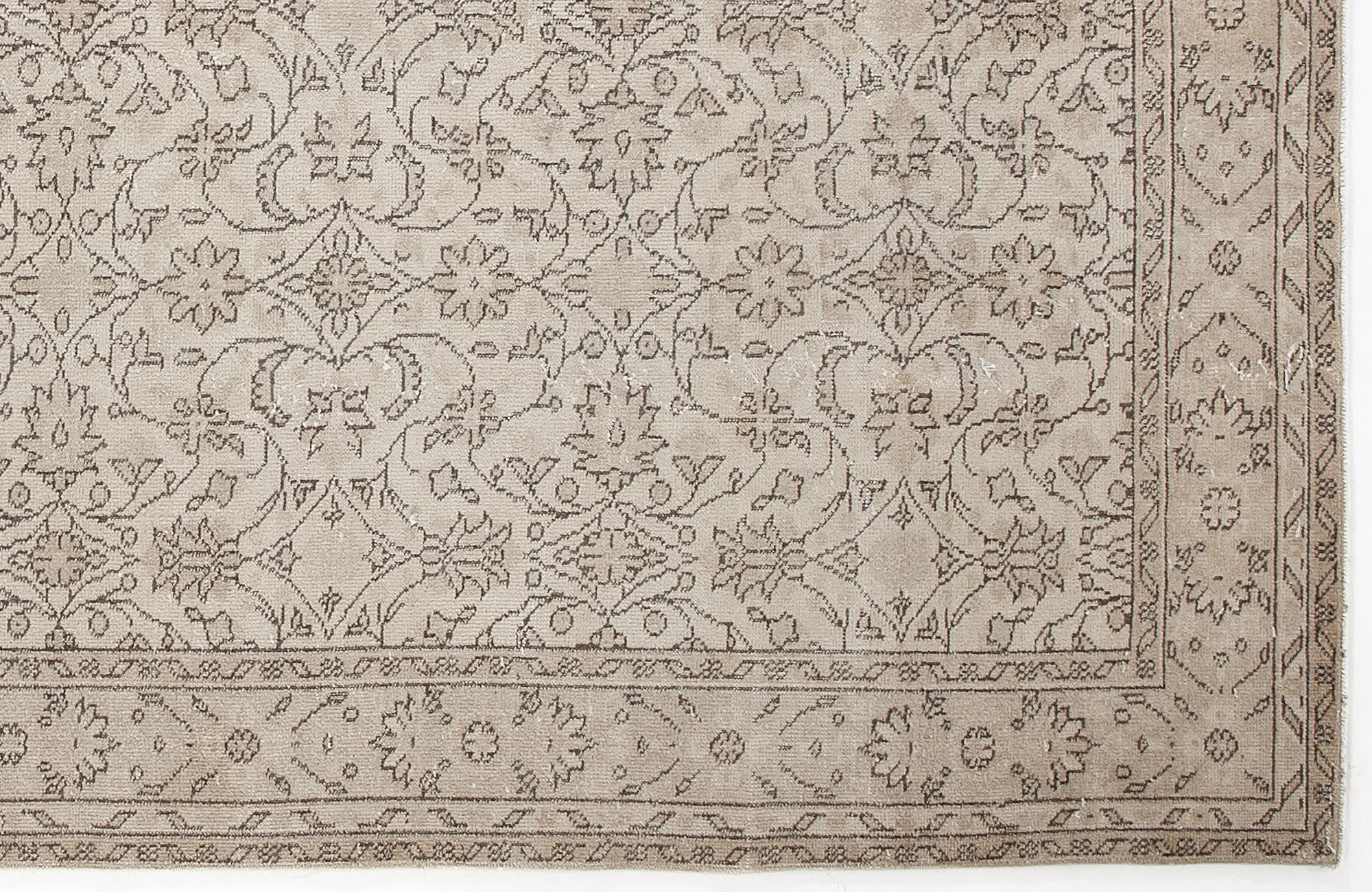 Retro Design Beige Over Dyed Vintage Rug 6'1'' x 9'3'' ft 186 x 282 cm