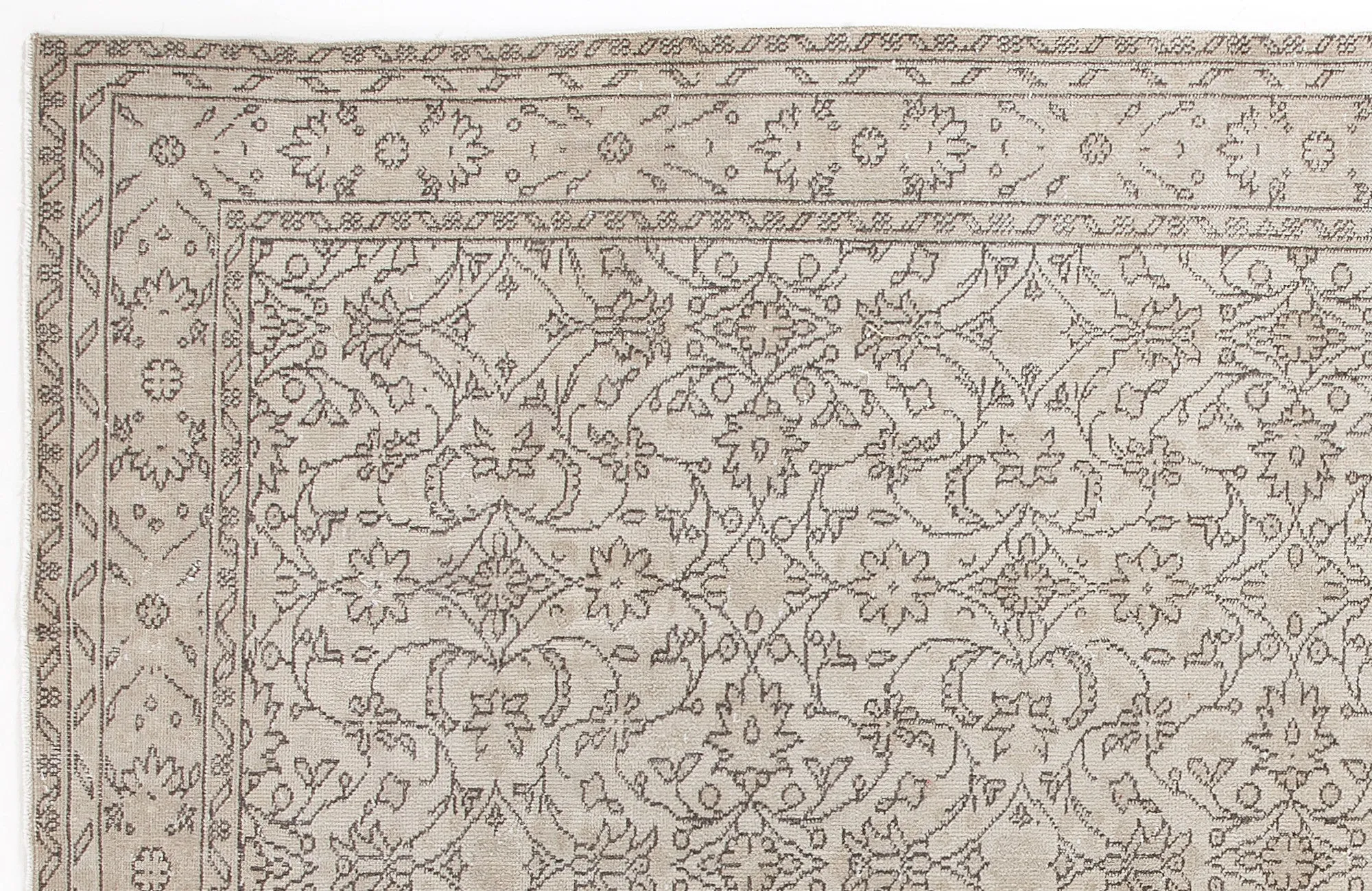 Retro Design Beige Over Dyed Vintage Rug 6'1'' x 9'3'' ft 186 x 282 cm