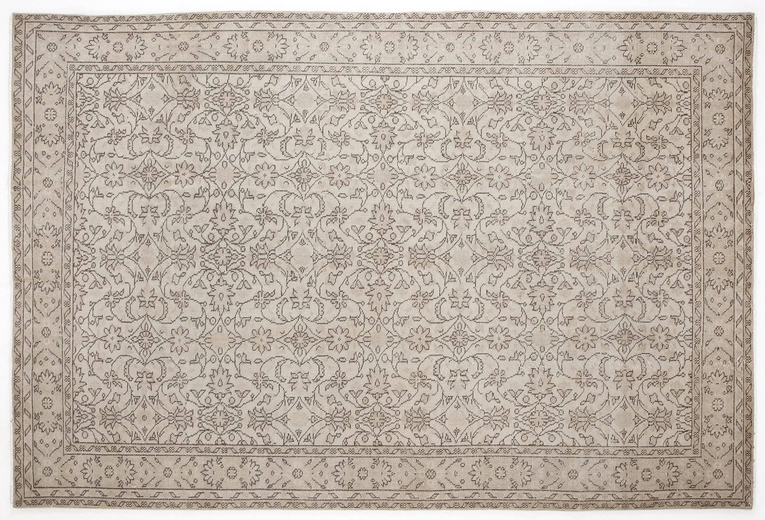 Retro Design Beige Over Dyed Vintage Rug 6'1'' x 9'3'' ft 186 x 282 cm