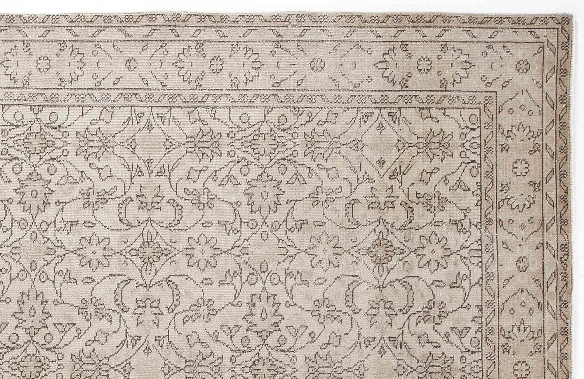 Retro Design Beige Over Dyed Vintage Rug 6'1'' x 9'3'' ft 186 x 282 cm