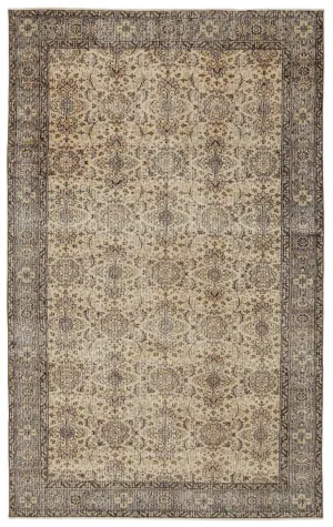 Retro Design Beige Over Dyed Vintage Rug 6'2'' x 9'8'' ft 188 x 295 cm