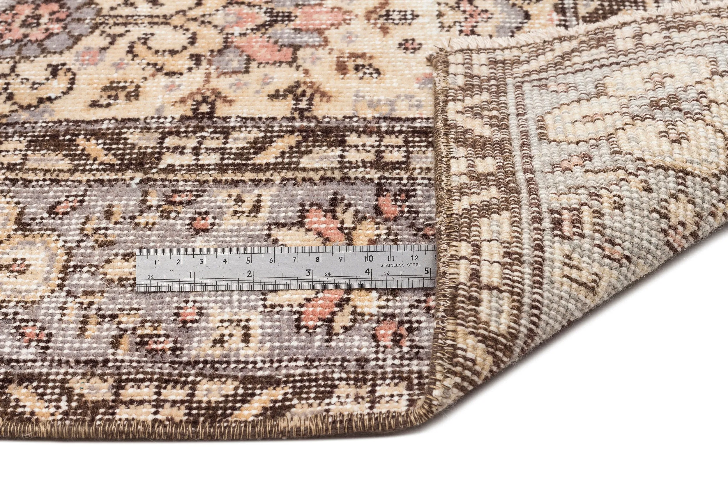 Retro Design Beige Over Dyed Vintage Rug 6'2'' x 9'8'' ft 188 x 295 cm