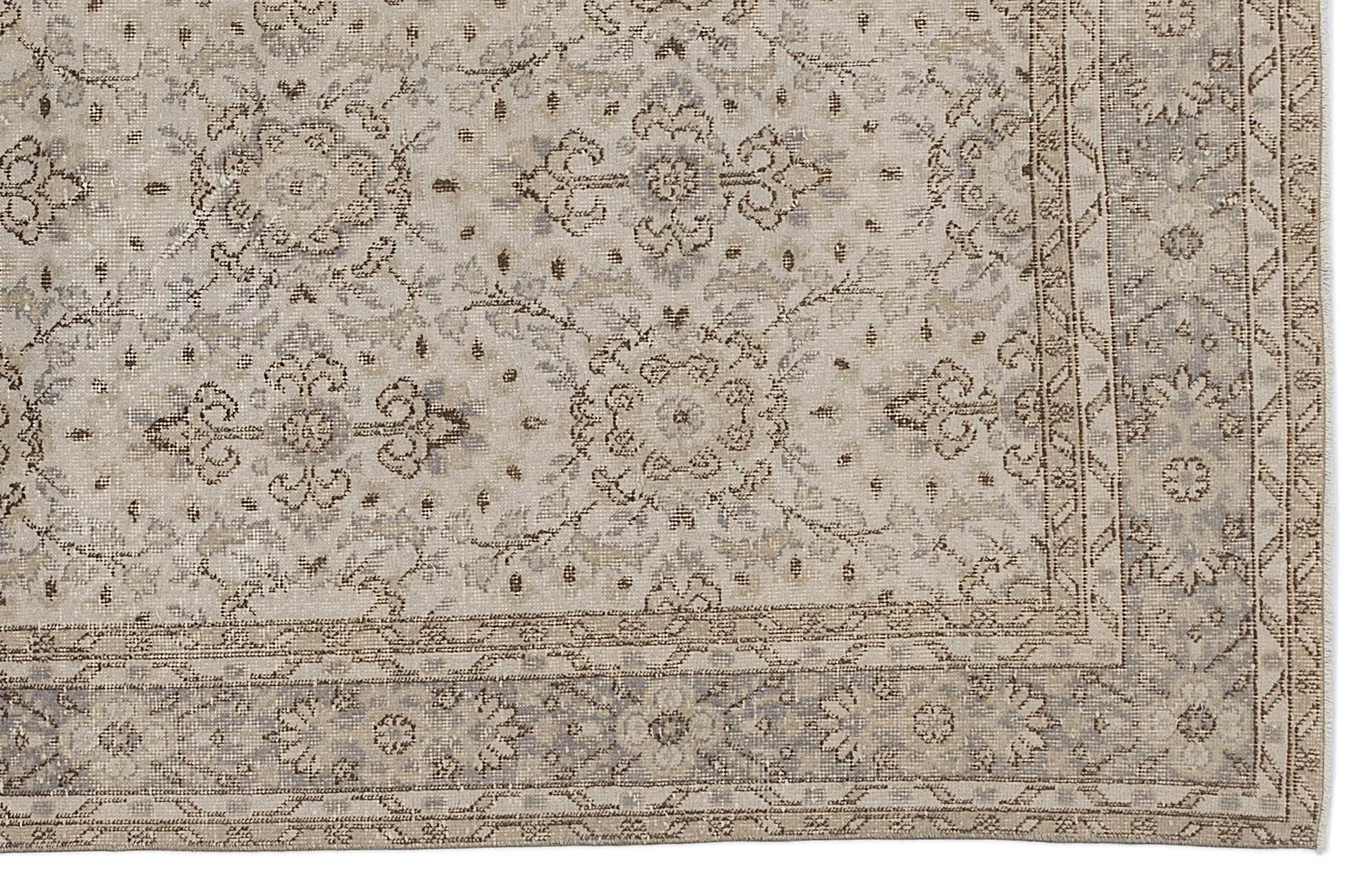 Retro Design Beige Over Dyed Vintage Rug 6'3'' x 9'7'' ft 190 x 293 cm