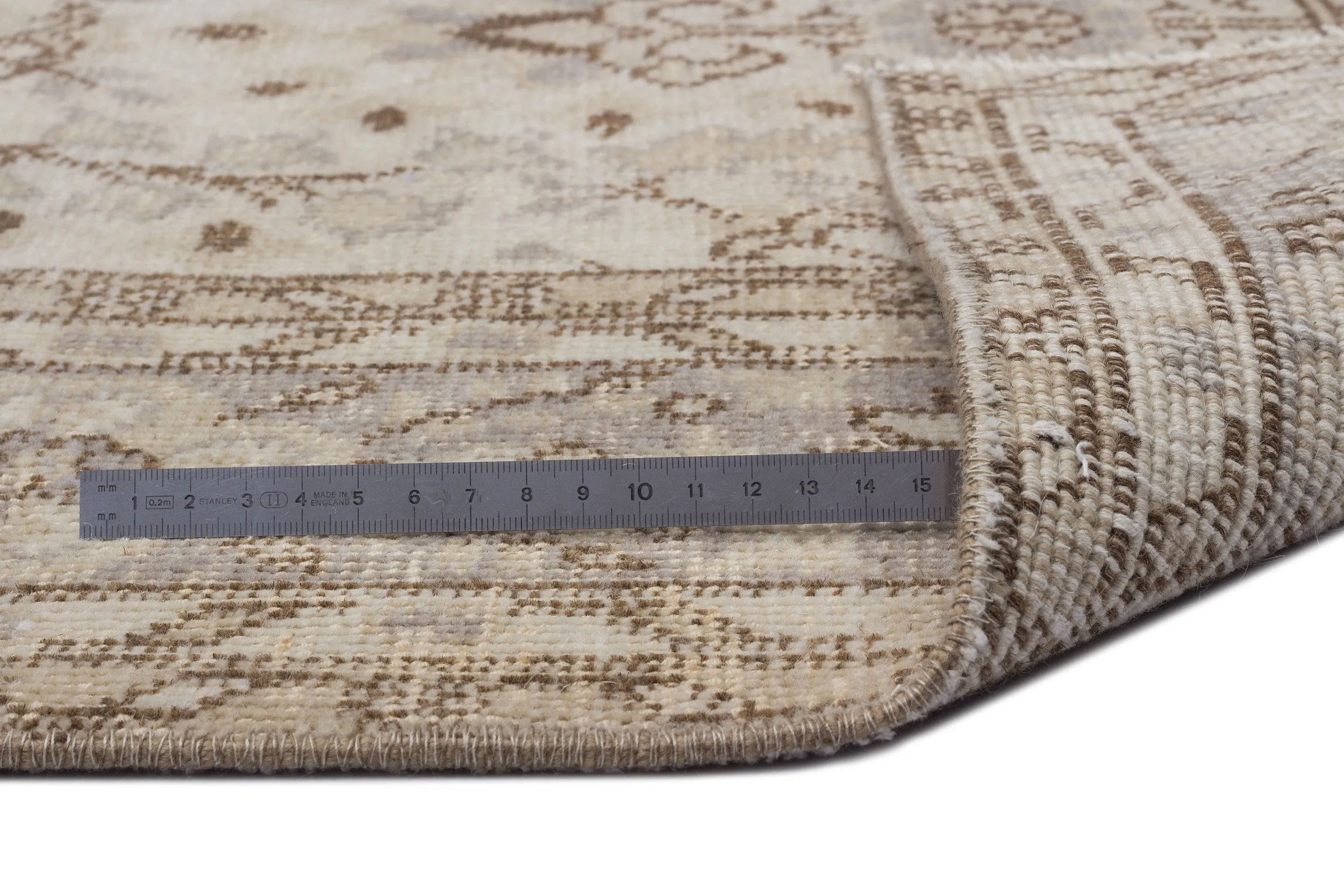 Retro Design Beige Over Dyed Vintage Rug 6'3'' x 9'7'' ft 190 x 293 cm