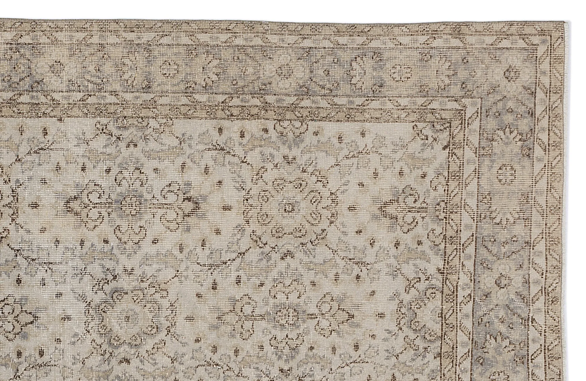 Retro Design Beige Over Dyed Vintage Rug 6'3'' x 9'7'' ft 190 x 293 cm