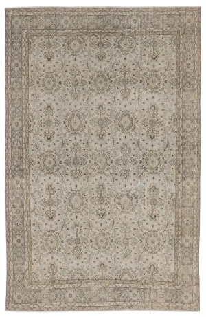 Retro Design Beige Over Dyed Vintage Rug 6'3'' x 9'7'' ft 190 x 293 cm