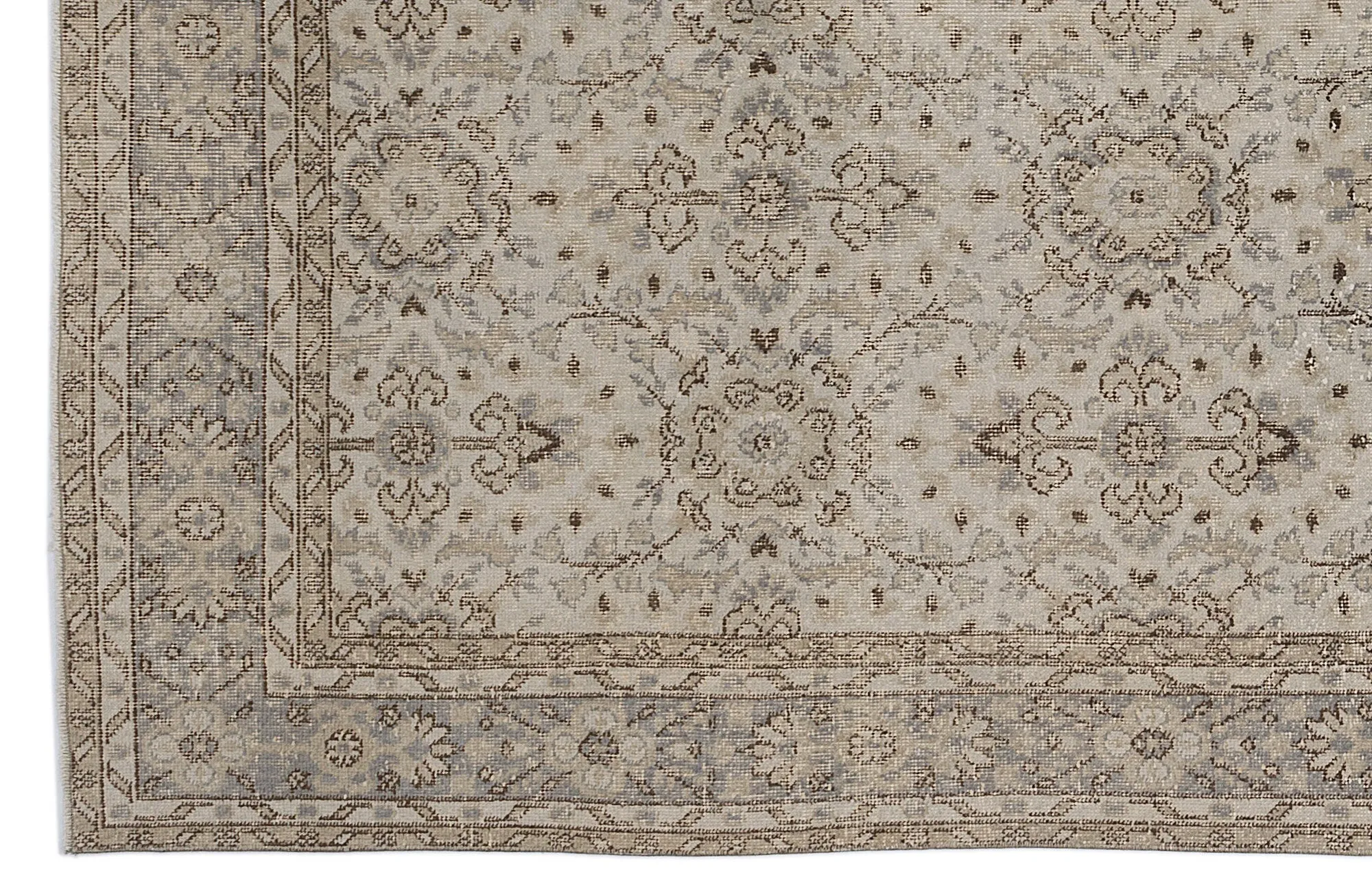 Retro Design Beige Over Dyed Vintage Rug 6'3'' x 9'7'' ft 190 x 293 cm