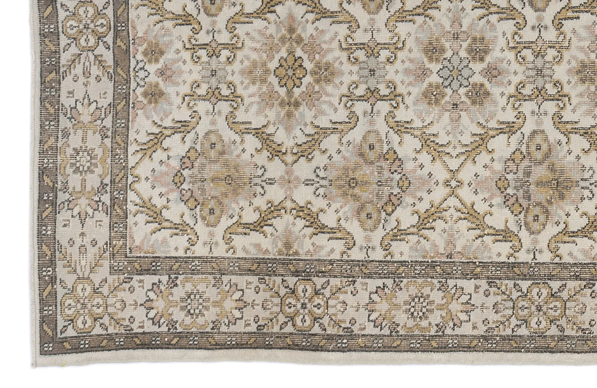 Retro Design Beige Over Dyed Vintage Rug 6'3'' x 9'9'' ft 190 x 297 cm