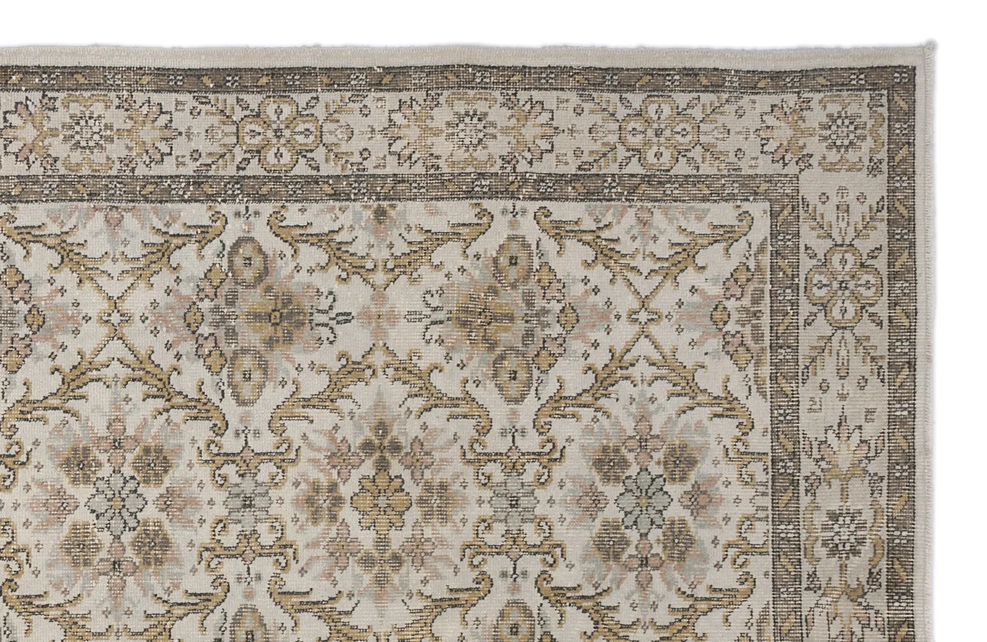Retro Design Beige Over Dyed Vintage Rug 6'3'' x 9'9'' ft 190 x 297 cm