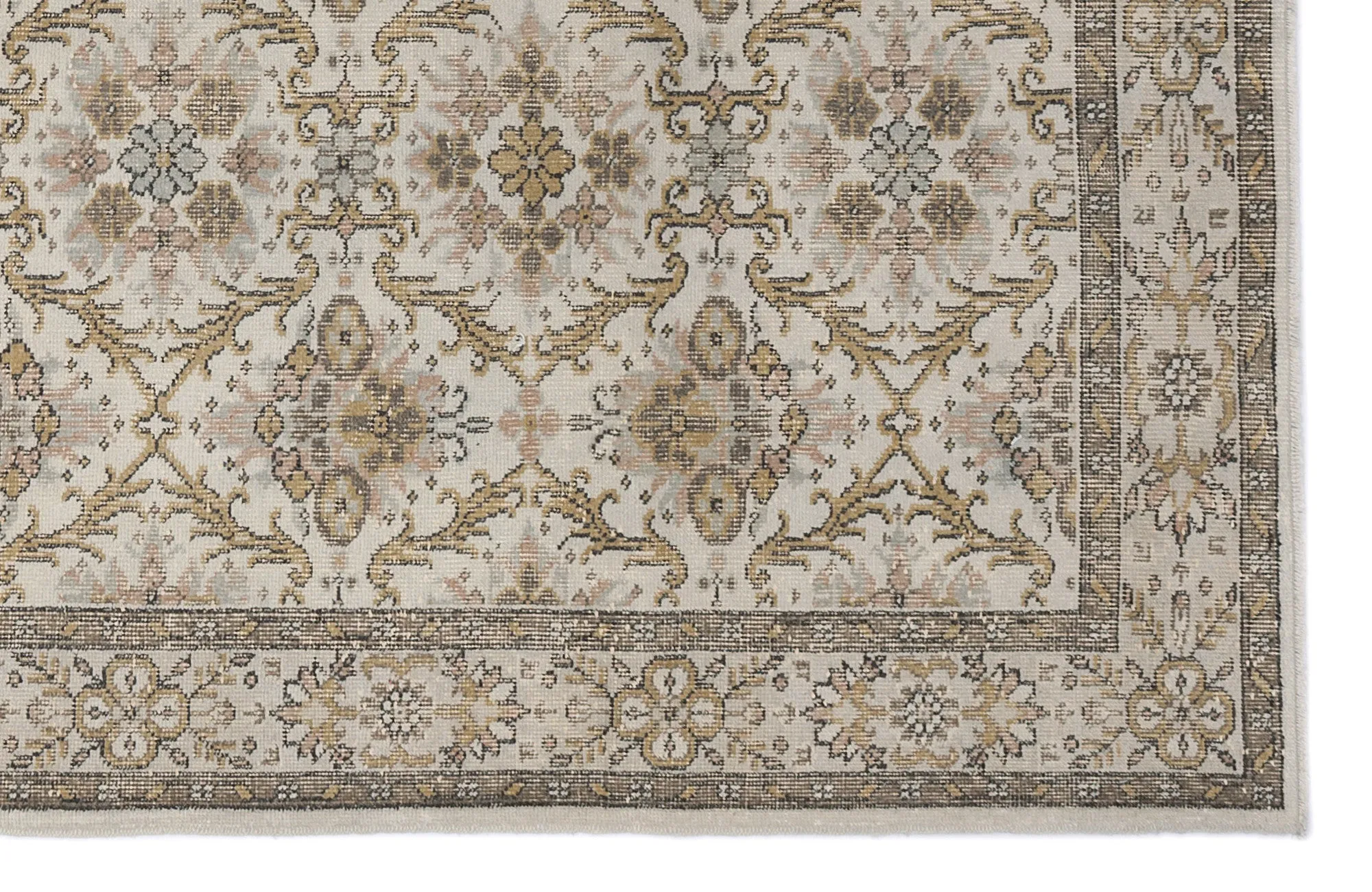 Retro Design Beige Over Dyed Vintage Rug 6'3'' x 9'9'' ft 190 x 297 cm