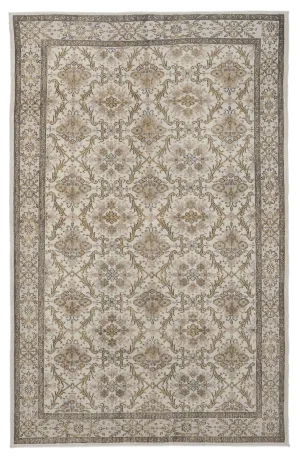 Retro Design Beige Over Dyed Vintage Rug 6'3'' x 9'9'' ft 190 x 297 cm