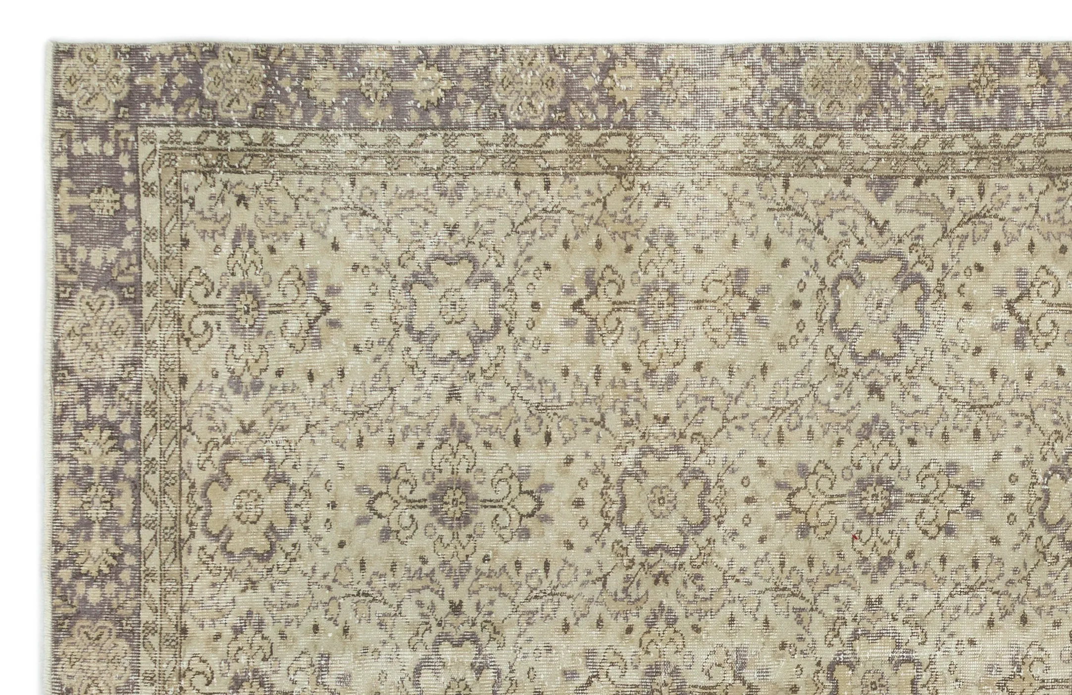 Retro Design Beige Over Dyed Vintage Rug 6'3'' x 9'9'' ft 190 x 298 cm