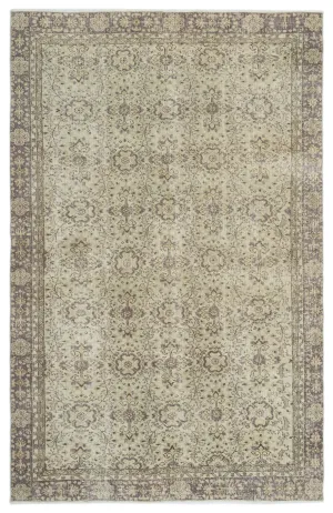 Retro Design Beige Over Dyed Vintage Rug 6'3'' x 9'9'' ft 190 x 298 cm