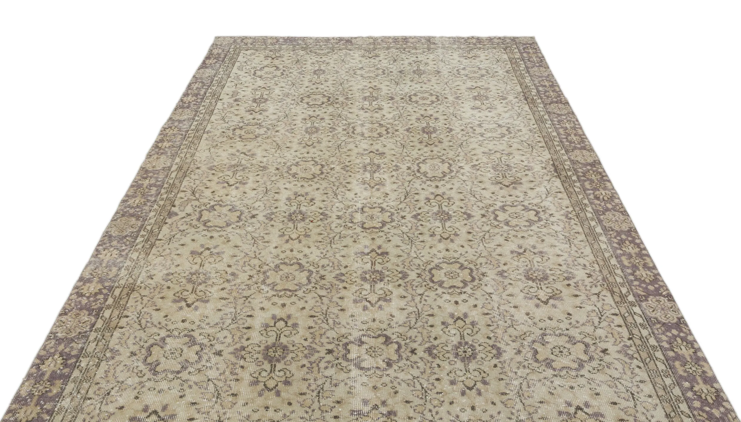 Retro Design Beige Over Dyed Vintage Rug 6'3'' x 9'9'' ft 190 x 298 cm
