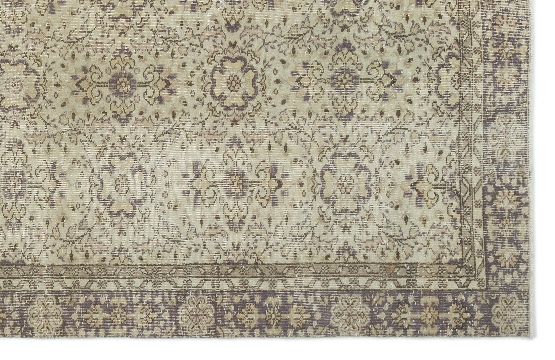 Retro Design Beige Over Dyed Vintage Rug 6'3'' x 9'9'' ft 190 x 298 cm