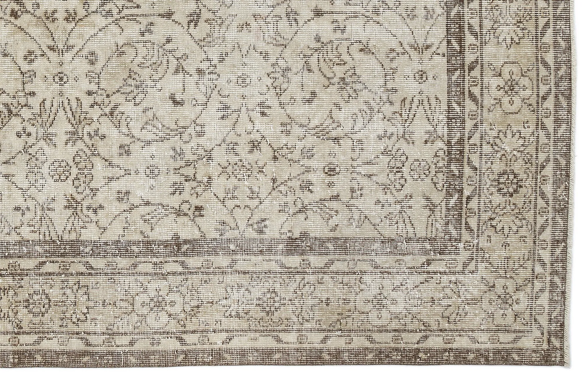Retro Design Beige Over Dyed Vintage Rug 6'4'' x 9'5'' ft 192 x 287 cm