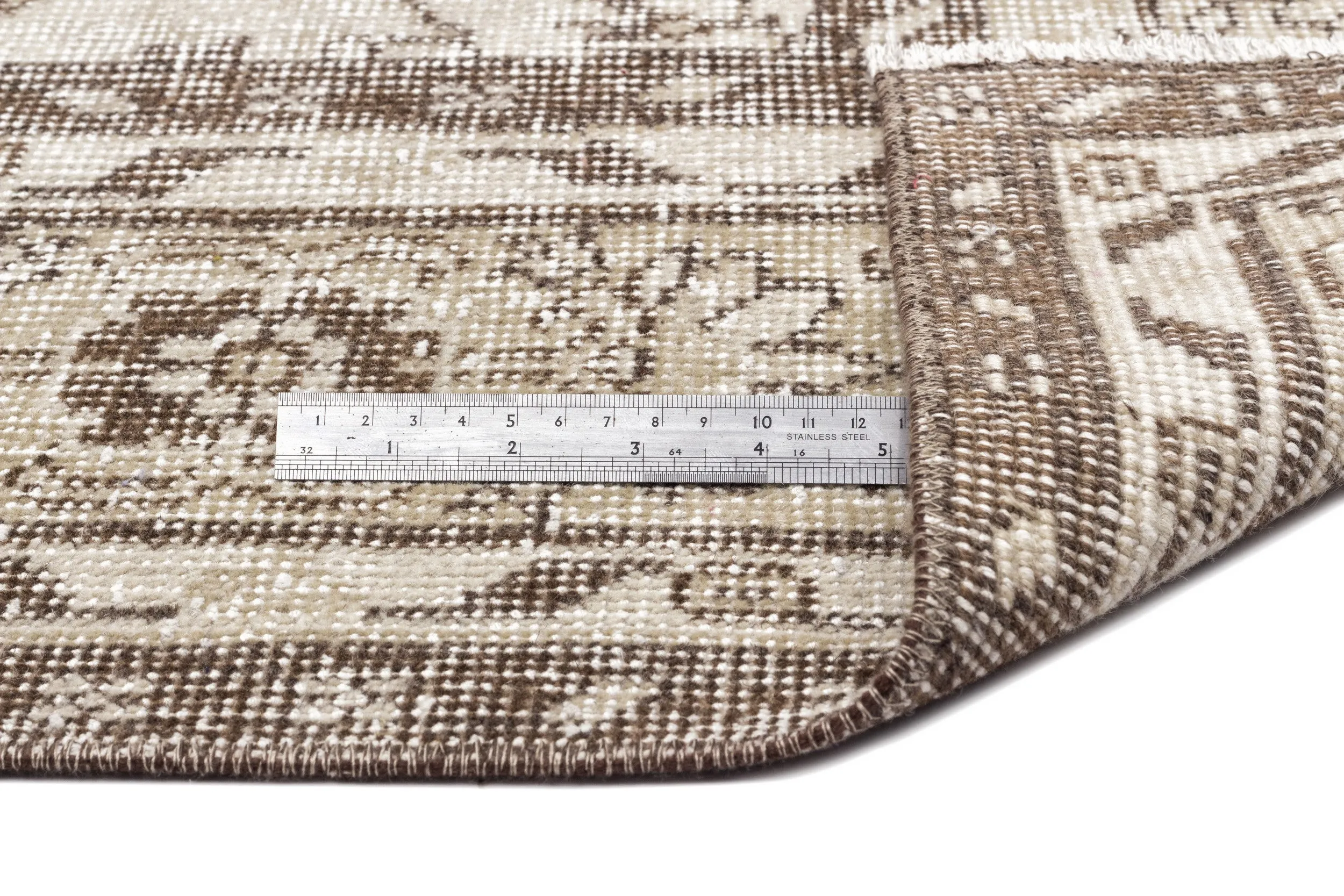 Retro Design Beige Over Dyed Vintage Rug 6'4'' x 9'5'' ft 192 x 287 cm