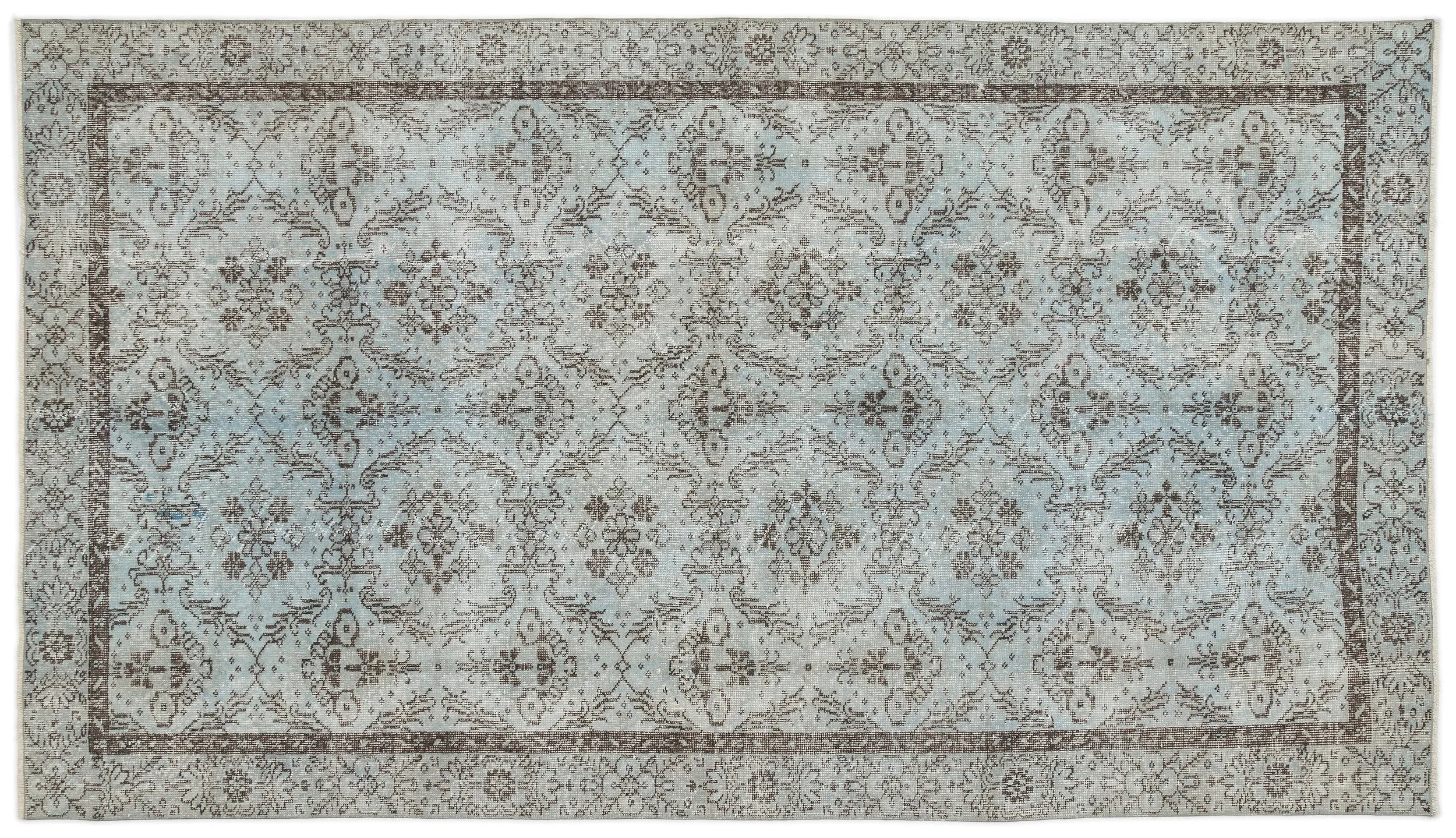 Retro Design Blue Over Dyed Vintage Rug 5'3'' x 9'1'' ft 160 x 278 cm