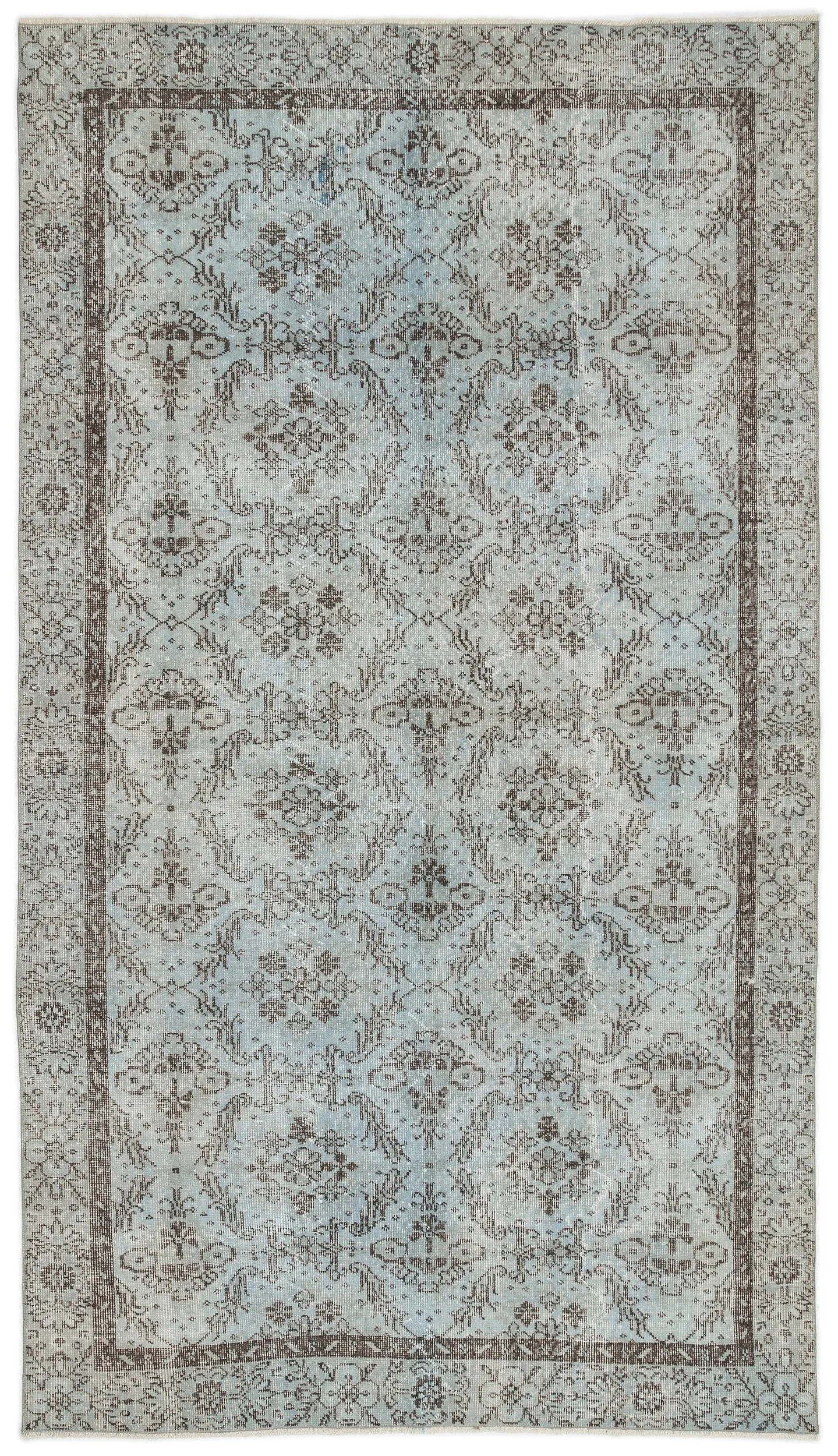 Retro Design Blue Over Dyed Vintage Rug 5'3'' x 9'1'' ft 160 x 278 cm