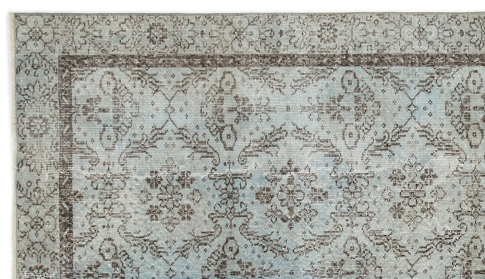 Retro Design Blue Over Dyed Vintage Rug 5'3'' x 9'1'' ft 160 x 278 cm