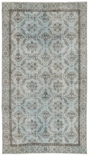 Retro Design Blue Over Dyed Vintage Rug 5'3'' x 9'1'' ft 160 x 278 cm