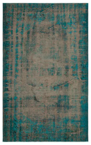 Retro Design Blue Over Dyed Vintage Rug 5'6'' x 8'9'' ft 168 x 266 cm