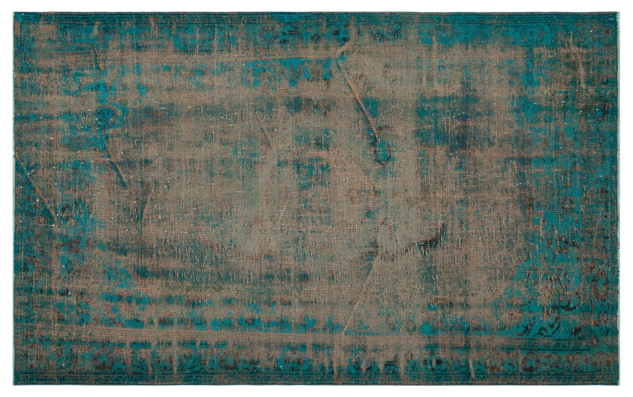 Retro Design Blue Over Dyed Vintage Rug 5'6'' x 8'9'' ft 168 x 266 cm
