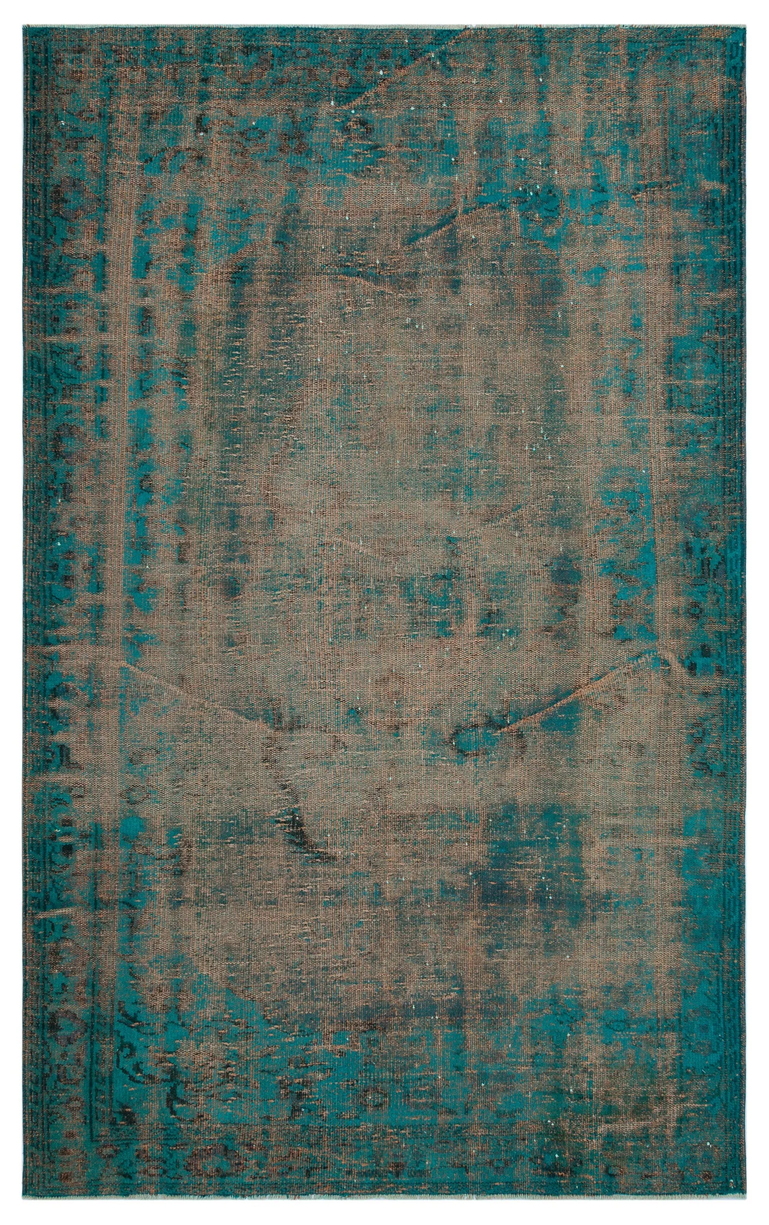 Retro Design Blue Over Dyed Vintage Rug 5'6'' x 8'9'' ft 168 x 266 cm