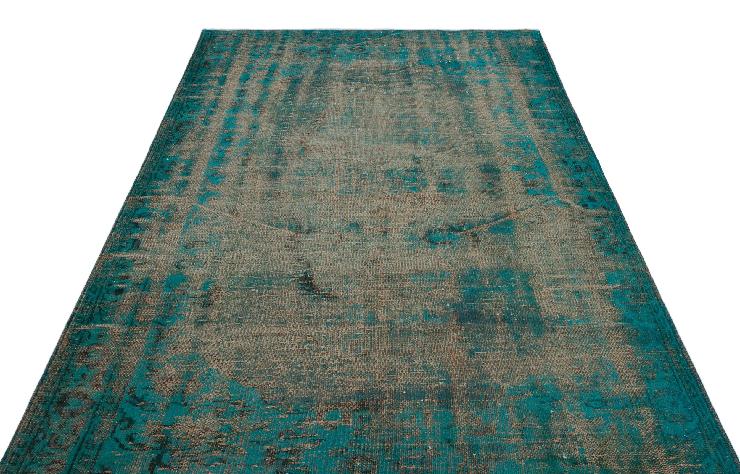 Retro Design Blue Over Dyed Vintage Rug 5'6'' x 8'9'' ft 168 x 266 cm